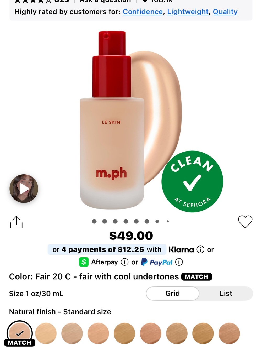 M.PH by Mary Phillips Le Skin Liquid Foundation - Fair 20 C (Beige) Tried once